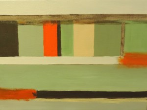 Abstraction in Space 1, 2014. Acrylic on canvas board, 30 x 40cm.